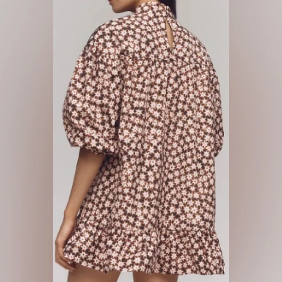 NWT Anthropologie Long-Sleeve Mock Neck Swing Mini Dress - Picture 8 of 8